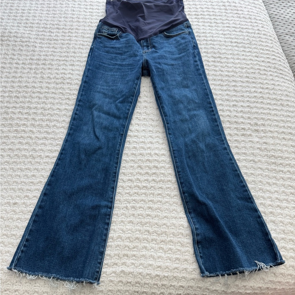 Raw Hem Flared Over the Bump Maternity Jeans